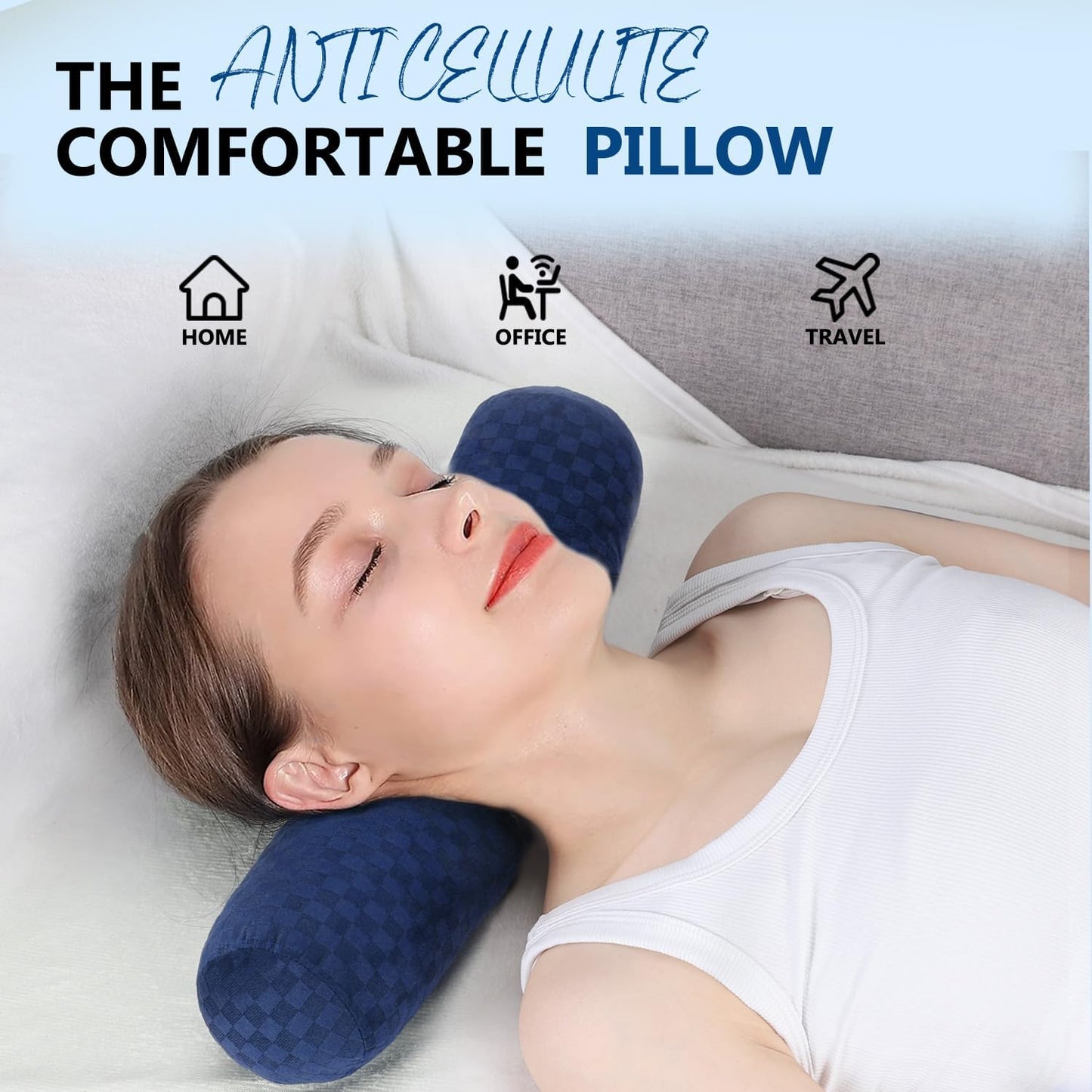 Health Cervical Neck Roll, Comfortable and Highly Resilient Bolster Pillows, Round Neck Pillows Support for Sleeping | Large Size Bolster Pillow for Bed, Legs, Back and Yoga (Purple 81)