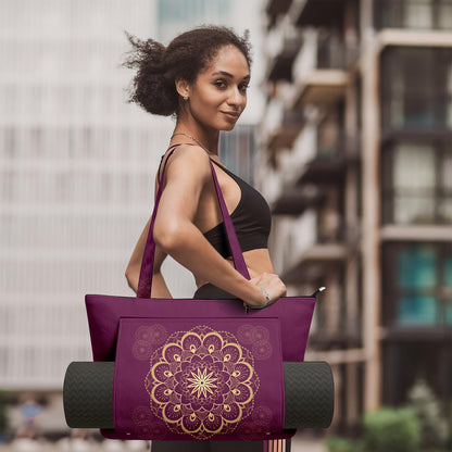 Yoga Bag for Women, Large Canvas Yoga Mat Tote Bag with Yoga Mat Carrier - Large Mat Pocket Fitness Tote for Pilates, Gym, Travel, Office & Beach