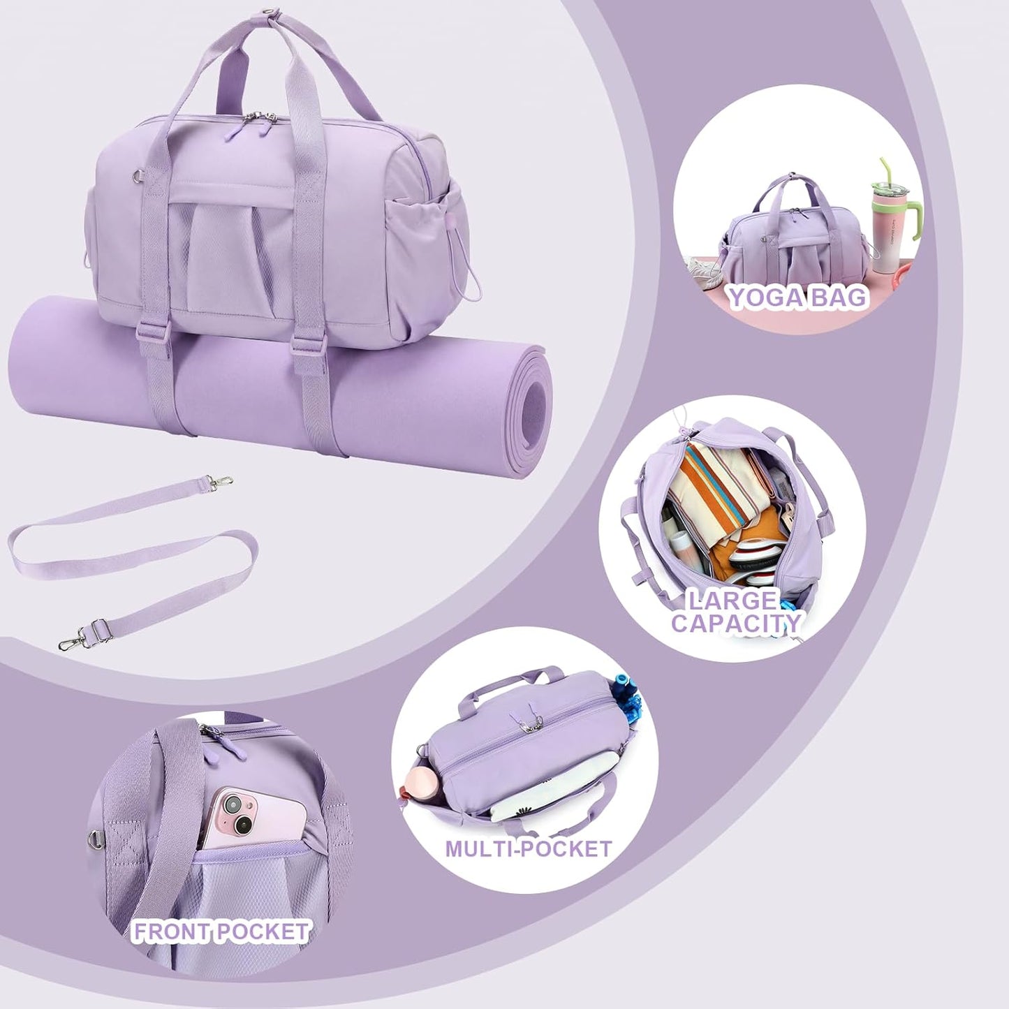 LEDAOU Small Gym Bag for Women, Mini Duffle Bag with Yoga Mat Holder Lightweight Carry On Sports Bag with Separate Shoe Pocket and Wet Pocket Duffel Bags Dance Yoga Workout Bag (Pink)