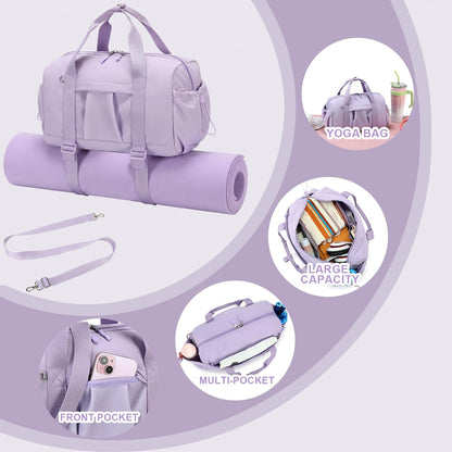 LEDAOU Small Gym Bag for Women, Mini Duffle Bag with Yoga Mat Holder Lightweight Carry On Sports Bag with Separate Shoe Pocket and Wet Pocket Duffel Bags Dance Yoga Workout Bag (Pink)