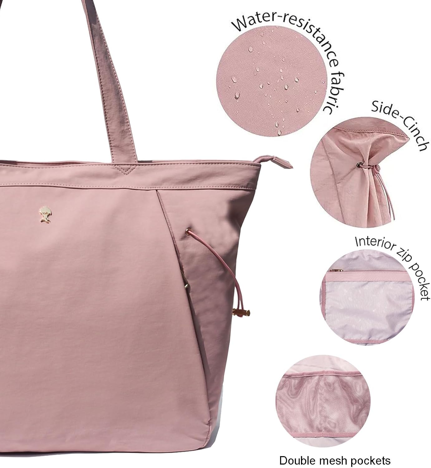 ESVAN Yoga Tote Bag for Women Shoulder Bags Drawstring for Office Workout Travel Carryall Pilates Gym and Beach
