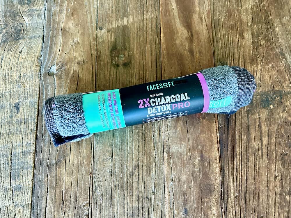 Facesoft Yoga Towel - Infused with Activated Charcoal to Detoxify and Sweat - Made with Eco-Friendly Aqua-Cotton Yarn - Biodegradable and Sustainable - All Ages