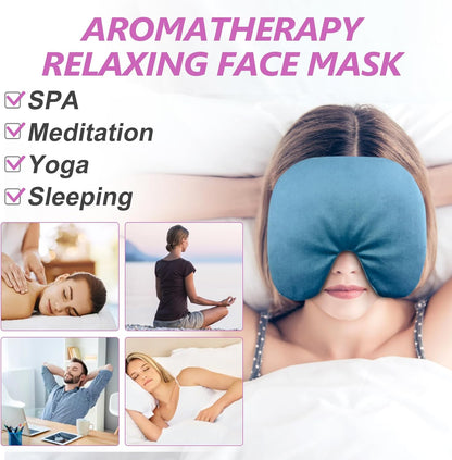 RelaxCoo Sinus Face Mask Heated for Headache，Dry Eyes, Migraine, Sinus Pressure Relief, Warm Cold Compress, Lavander Eye Pillow Weighted for Relaxation, Sleep, Yoga, Microwavable Eye Heating Pad