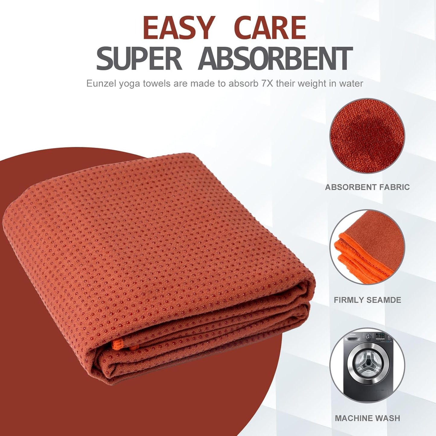 Eunzel Hot Yoga Towel - Microfiber Non Slip Yoga Mat Towel with Grip Dot Sweat Absorbent Towel for Hot Yoga, Pilates and Fitness 72" x 24", Dark Cyan/Orange