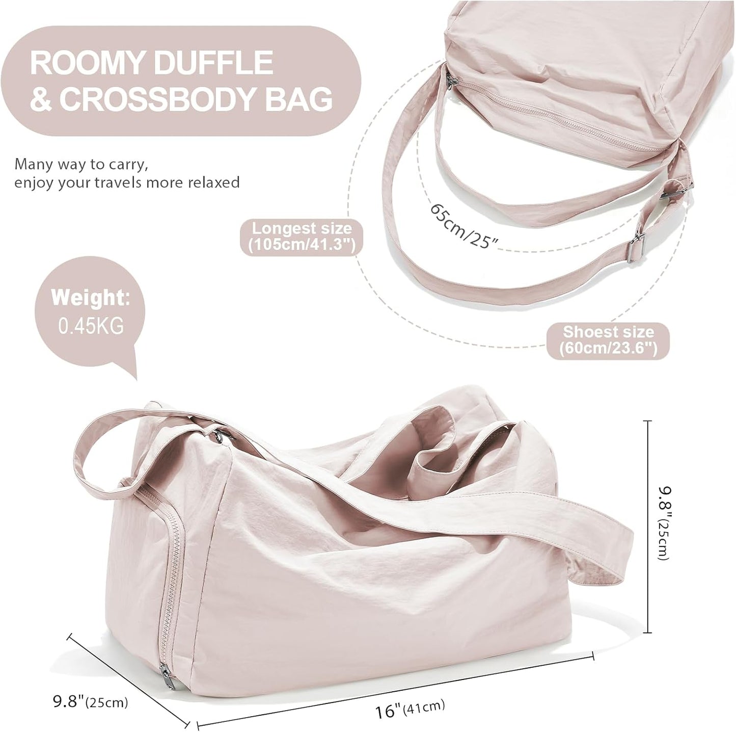 Small Gym Bag with Shoe Compartment, Workout Sport Duffle Bag for Women Travel, Waterproof Shoulder Overnight Bags Lightweight Carry on Tote Bags for Swim, Yoga, Dance
