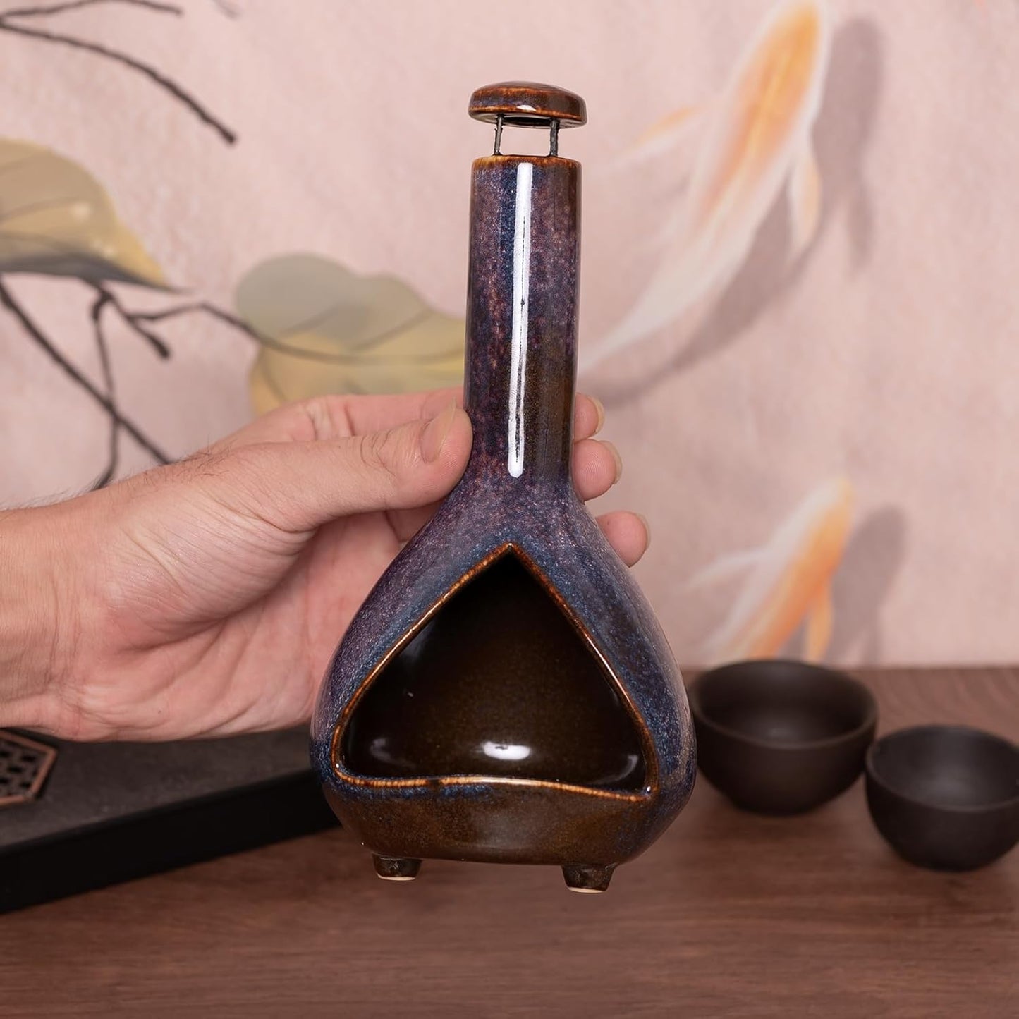 MOUGIGI Handcrafted Palo Santo Holder Ceramic Incense Burner - Compact Size for Meditation Space - Burn Palo Santo Sticks and Cones Safely - Sage Aromatherapy Decor
