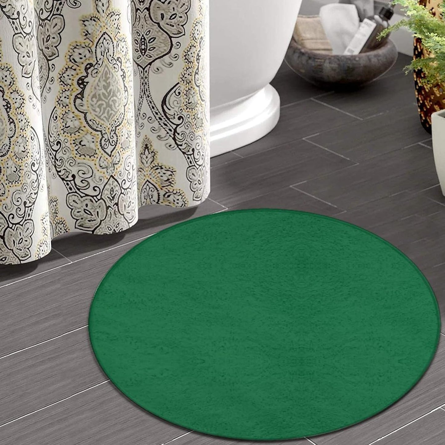 Machine Washable Modern Round Area Rug, Room Sofa Yoga Soft Round Carpet, Home Decor Non Slip Kitchen Office Circle Rug Grey, 24inch
