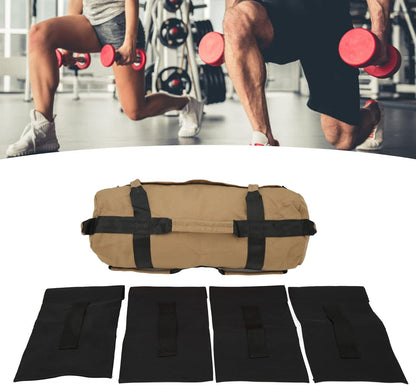 Multi Purpose Oxford Fabric Workout Sandbag with 6 Handles and Filler Bags for Indoor Gym Easy Adjustment, Easy Storage