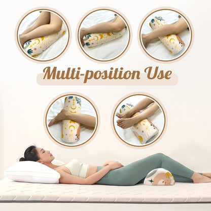 Knee Pillow for Back Sleeping – Half Moon Bolster Pillow for Under Knee While Sleeping Support, Leg & Back Pain Relief (21.5x9x5 Inches)