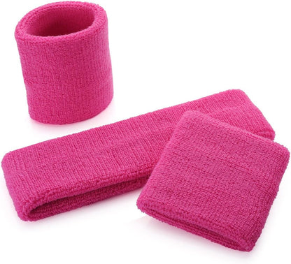 ONUPGO Sweatband Set Sports Headband Wristband Set Sweatbands Terry Cloth Wristband Wrist Sweatband Headbands Moisture Wicking Sweat Absorbing Head Band