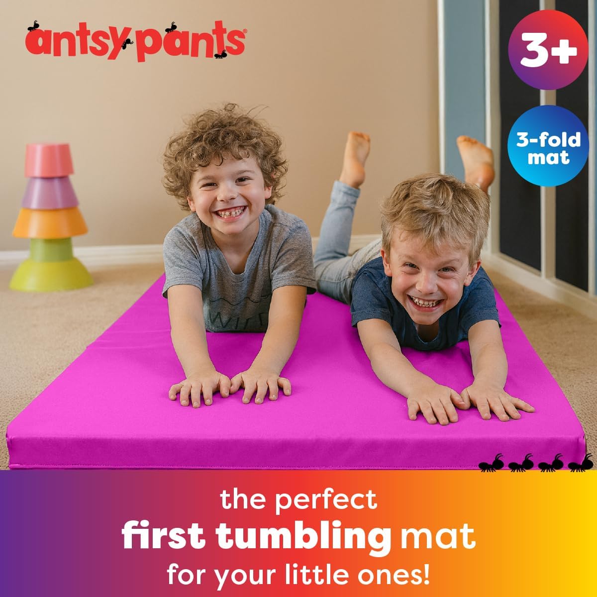 Antsy Pants Tumbling Mat for Kids – Gymnastics Mat, Easy to Clean, Sturdy, Foldable Tumbling Mats, Padded, Lightweight, Portable, Gymnastics Equipment for Active Play