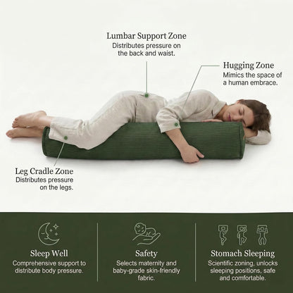 Corduroy Body Pillow, Round Bolster Cylinder Pillow for Adults, Soft Long Support Pillow for Bed & Sofa, Removable Washable Cover,59 x 7.87 Inches,Peacock Blue