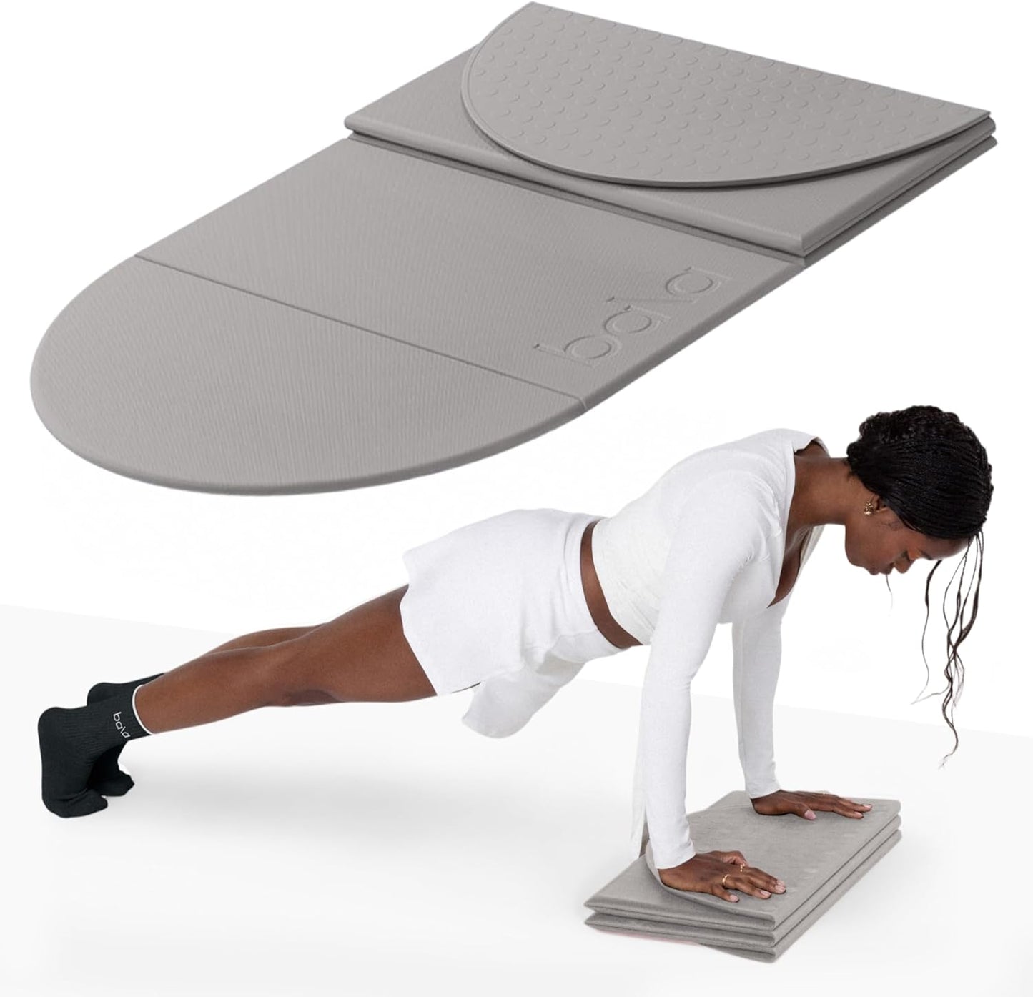 Bala Compact Workout Mat for Gym - 12MM Thick Slip-Resistant, Sweat Absorbing, & Foldable Yoga Mat for Pilates, Core Training & Exercise - Home Fitness Essentials for Women & Men - Travel-Friendly