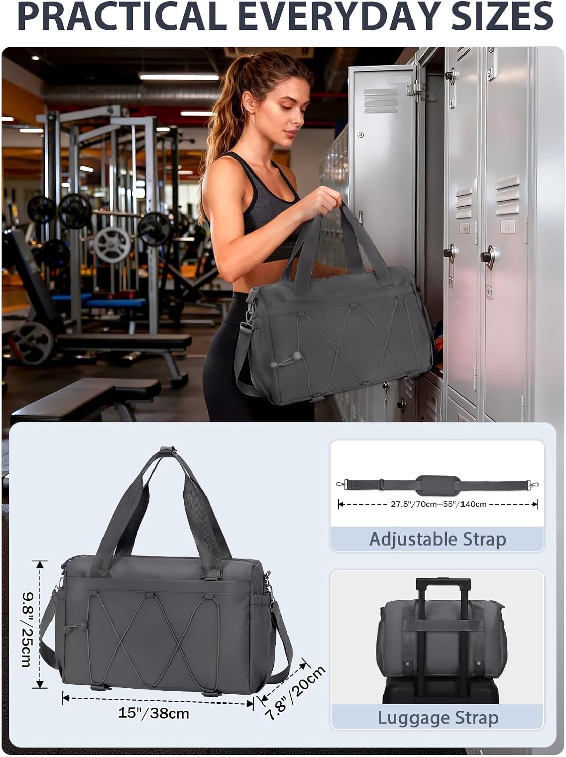 Small Gym Bag for Women with Yoga Mat Holder and Wet Compartment, Mini Gym Duffle Bag Yoga Bag with Water Bottle Pocket for Workout Travel, Green