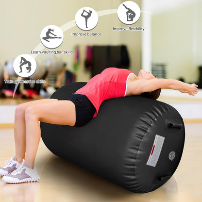 CZGBRO Gymnastics Barrel Air Roller with Pump, Inflatable Tumbling Equipment Air Mat Octagon Mat for Backhandspring Training Cheerleading Home Use
