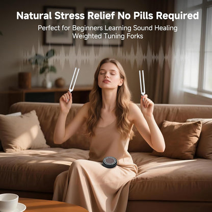 Tuning Forks for Healing Set, 128Hz, 136.1Hz, 256Hz, 384Hz & Activator, Reflex Hammer, Medical Grade Sound Healing Instruments–Pure Frequencies Tuning Forks for Stress Relief/Chakra/Sound Therapy/Yoga