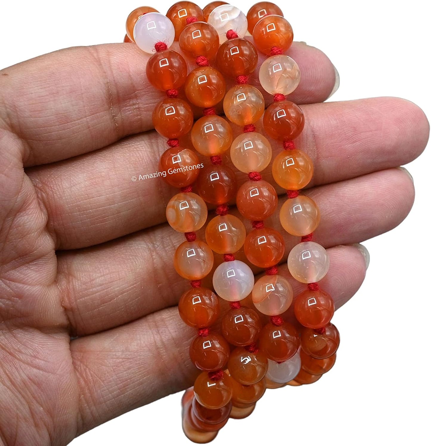 Amazing Gemstone 108 Beads Handmade Mala (Knotted, Rudraksha) - Colors A