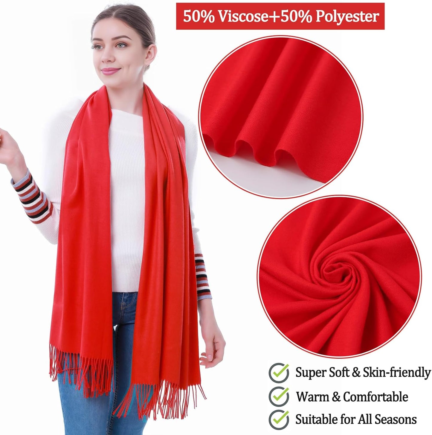 Pashmina Scarf and Shawl - Soft Women Pashminas Wrap for Wedding Evening Party dresses