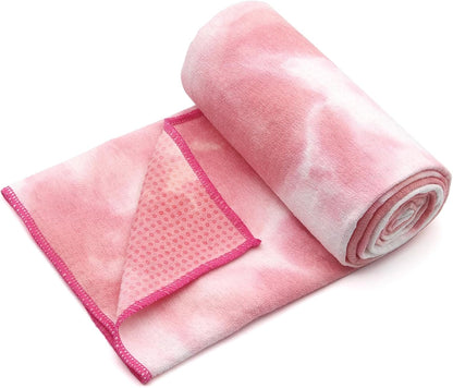 Eunzel Yoga Towel,Hot Yoga Mat Towel with Grip Dots Sweat Absorbent Non-Slip for Hot Yoga, Pilates and Workout 24" x72", Purple & Blue