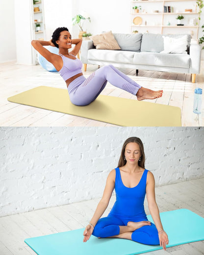 Woanger Yoga Mats (72x24) 3/8 Inch Thick Exercise Yoga Mat for Home Workout with Strap Non Slip Pilates Gym Supplies for Women Men
