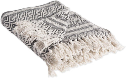 DII Global Diamond Stripe Woven Throw, 50x60-Inch, Mineral