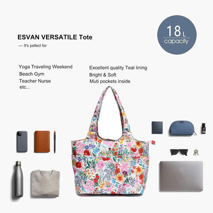 ESVAN Yoga Tote Bag Mat bag Women Shoulder Bags Carryall Tote for Travel Office Workout Gym Nurse Beach