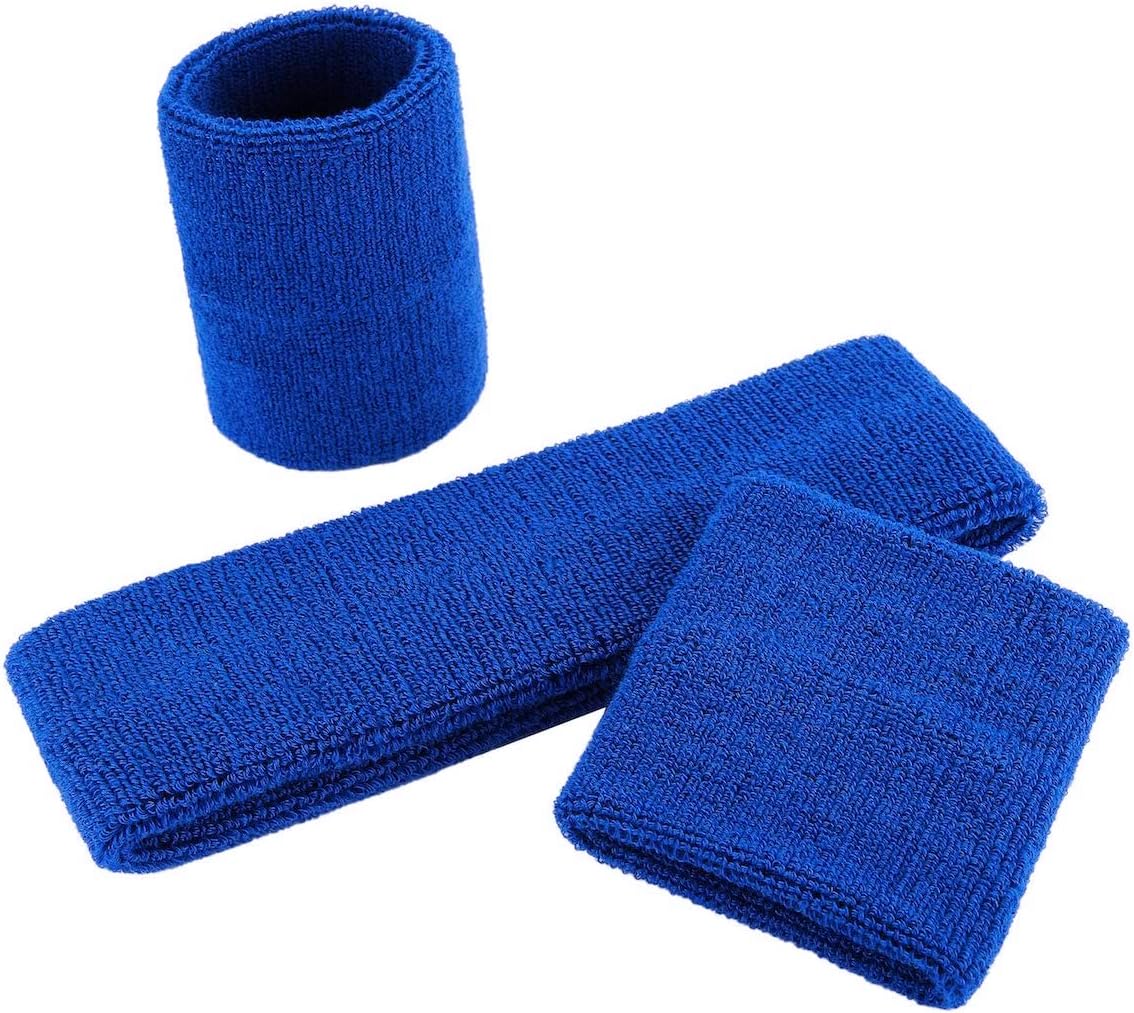 ONUPGO Sweatband Set Sports Headband Wristband Set Sweatbands Terry Cloth Wristband Wrist Sweatband Headbands Moisture Wicking Sweat Absorbing Head Band