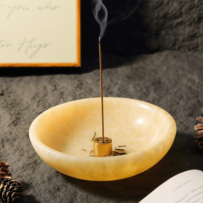 Koville Natural Marble Incense Holder, Incense Holder for Sticks with 9 Holes, Handmade Incense Burner Ash Catcher for Meditation Yoga SPA, Balsam Fir/Palo Santo/Sage/Cone (RoyalBeige)