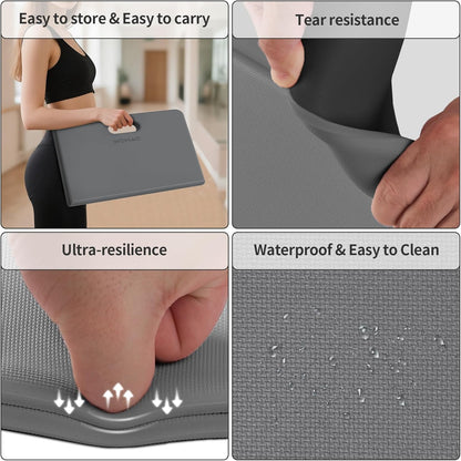 Yoga Knee Pad - Foldable Non-Slip POE Cushion, Folding Support Pad with Handle, Lightweight & Portable for Yoga, Pilates, Fitness