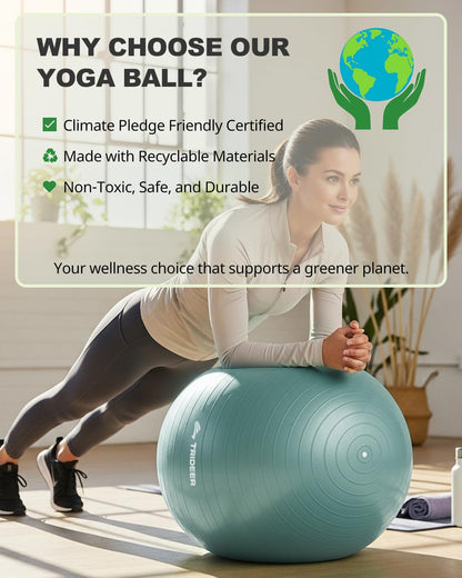 Trideer Exercise Ball Yoga Ball,Office Seating & Balance Ball Chair, Stability Ball for Pilates, Physical Therapy,Core Training & Balance Improvement & Stretching