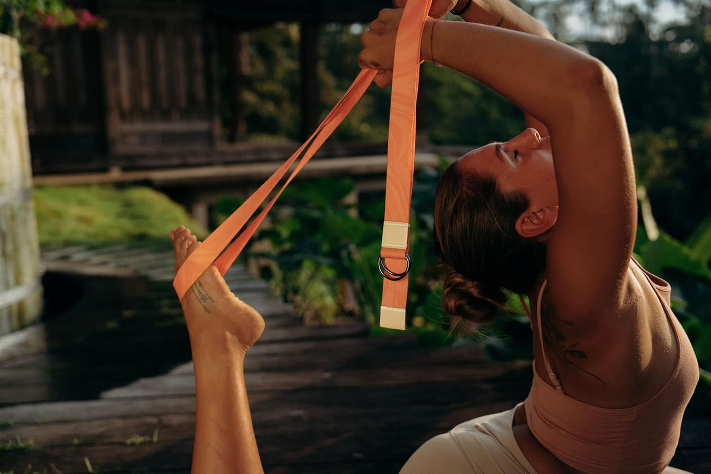 yogadesignlab | The Yoga Strap | Luxurious, Extra Long, Super Soft, Eco Printed | Studio Quality, Adjustable | Safely Stretch Further and Hold Longer | 8 ft Long