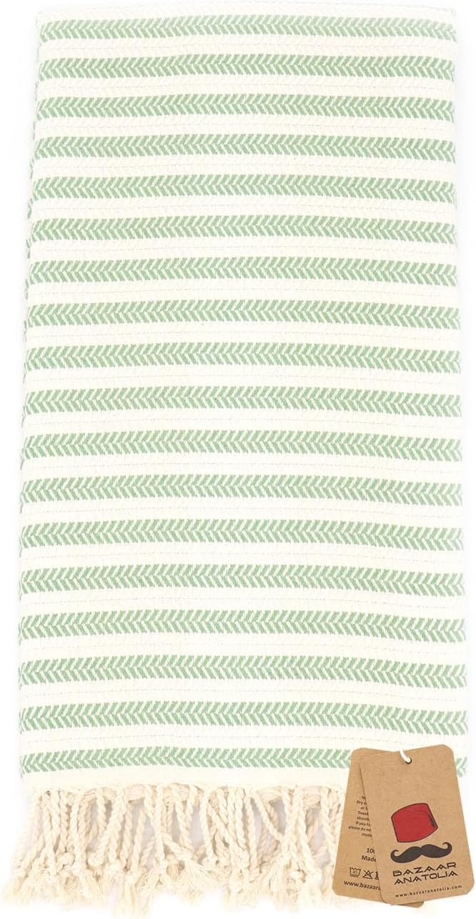 Bazaar Anatolia Turkish Beach Towel – 100% Cotton, Quick Dry, Lightweight and Sand Free – Perfect for Bathroom, Travel, Yoga, Camping, Oversized 71x39 inches - Diamond Black - Colors A