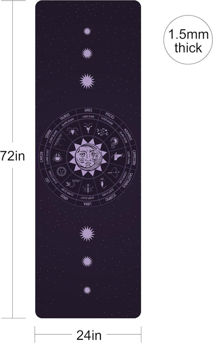 nuveti Printed Travel Yoga Mat-1/16 Inch Thick Non Slip Fitness Workout Mat with Carrying Bag, Foldable Lightweight Suede & Natural Rubber Yoga Mat for Yoga Pilates and Fitness 72" L x 24" W x 1.5mm