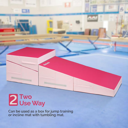 Matladin 48"x24"x14" Tumbling Mat - Folding Gymnastics Cheese Wedge Mat for Kids, Girls Home Training