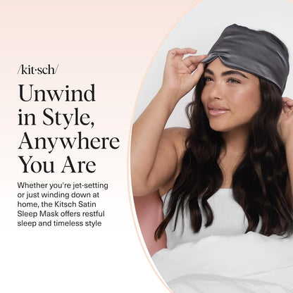 Kitsch Weighted Satin Sleep Mask - Weighted Eye Masks for Sleep and Travel - Lavender Ultra-Soft Sleeping Eye Mask for Women and Men - Light Blocking, Adjustable Strap, (4.1oz/116g)