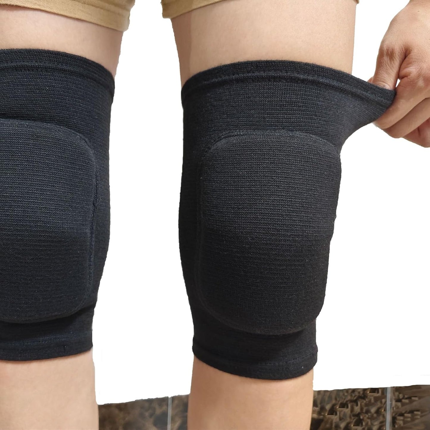 Anti slip sponge, soft and breathable men's, women's, girls', and children's black knee pads suitable for sports scenes such as volleyball, football, dance, yoga, wrestling, running, cycling, etc (Black, Large)