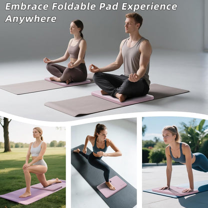 ILILI Yoga Knee Pad Foldable, TPE Soft Pad 24*17*0.5inch (Folding Size 17*12*1inch) for Knee Push-ups, Plank Support＆Elbow/Knee Support, Portable and Lightweight for Yoga Pilates, Fitness Exercise, Outdoor