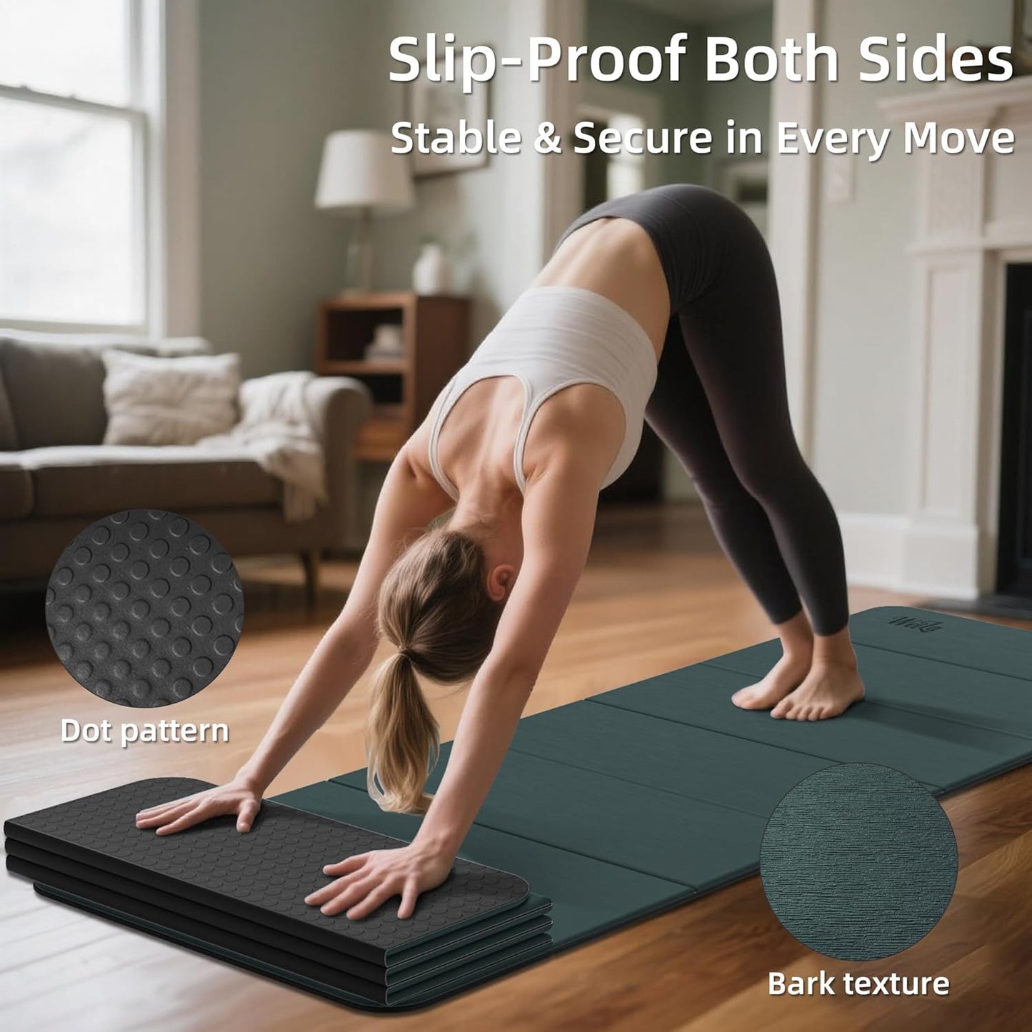 1/2 Inch Extra Thick Yoga Mat Pilates Equipment, 70"x24" Odorless Workout Mats for Home Gym, Non-slip Exercise Mats for Women Men Home Workout, Foldable Yoga Mats for Travel Camping Sleeping