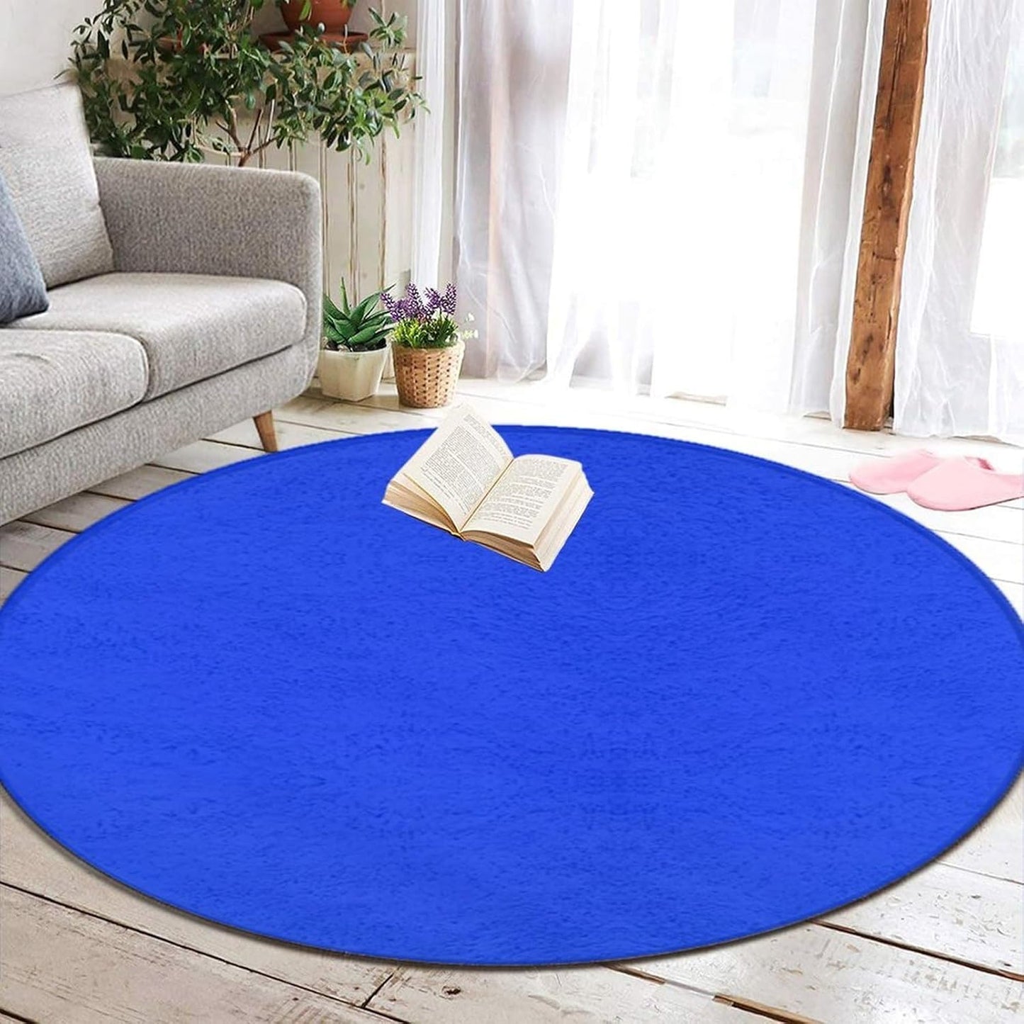 Machine Washable Modern Round Area Rug, Room Sofa Yoga Soft Round Carpet, Home Decor Non Slip Kitchen Office Circle Rug Grey, 24inch