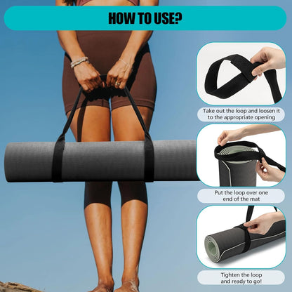 Yoga Mat Carrier Strap, Adjustable Thick Straps Sling for Carrying Large Mats, Stretching Band