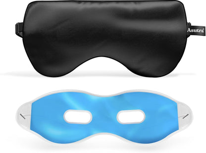 ASUTRA Silk Eye Pillow for Sleep, Purple - Filled w/Lavender Buds & Flax Seeds, Weighted Eye Mask, Meditation & Light Blocking Blindfold, Cooling Gel Mask Included