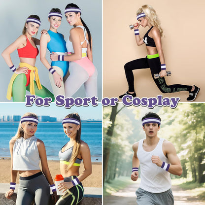 ONUPGO Sweatband Set Sports Headband Wristband Set Sweatbands Terry Cloth Wristband Wrist Sweatband Headbands Moisture Wicking Sweat Absorbing Head Band