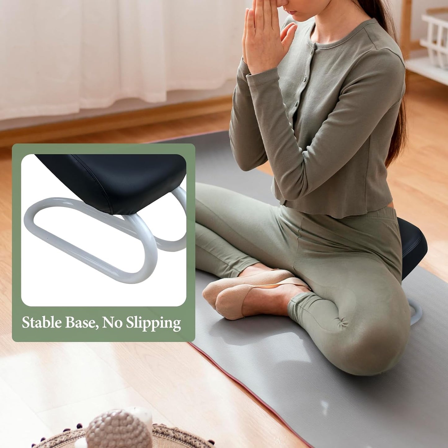 Meditation Bench,Kneeling Stool Thick Cushion Prayer Seiza Chair Adjustable Height for Praying Yoga Zen Practice Mindfulness, Deep Red