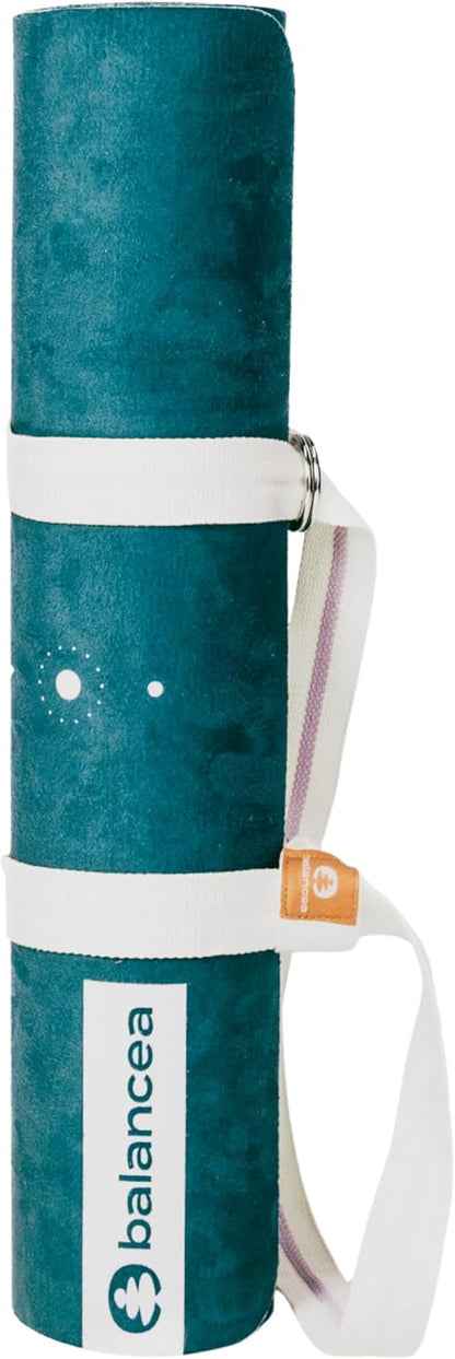 Yoga Mat With Strap 5mm Non Slip Suede & TPE - Eco-Friendly Fitness & Exercise Mat for Home Gym, Pilates, Hot Yoga, and Meditation - Lightweight Durable 72 x 24 inch Workout Mat for Women, Men