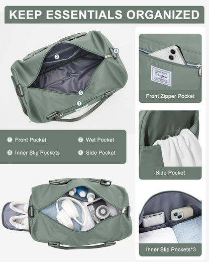 Gym Bag Womens Mens with Shoes Compartment and Wet Pocket Travel Duffel Bag for Women for Plane Sport Gym Tote Bags Swimming Yoga Waterproof Weekend Overnight Carry on Bag Hospital Holdalls - Colors B