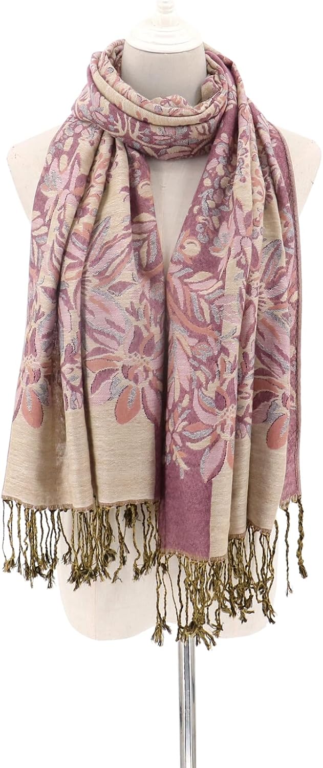 vimate Silky Paisley Pashmina Shawl Scarf-Women's Soft Double-side Jacquard Pashminas Wrap for Evening Dress Travel Shawl