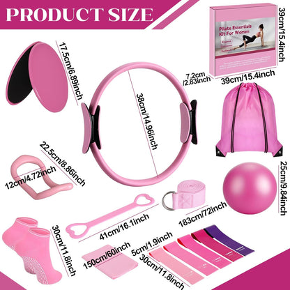 14 Pcs Pilates Kit Home Workout Kit for Women,Pilates Equipment Kit for Gym Studio Travel