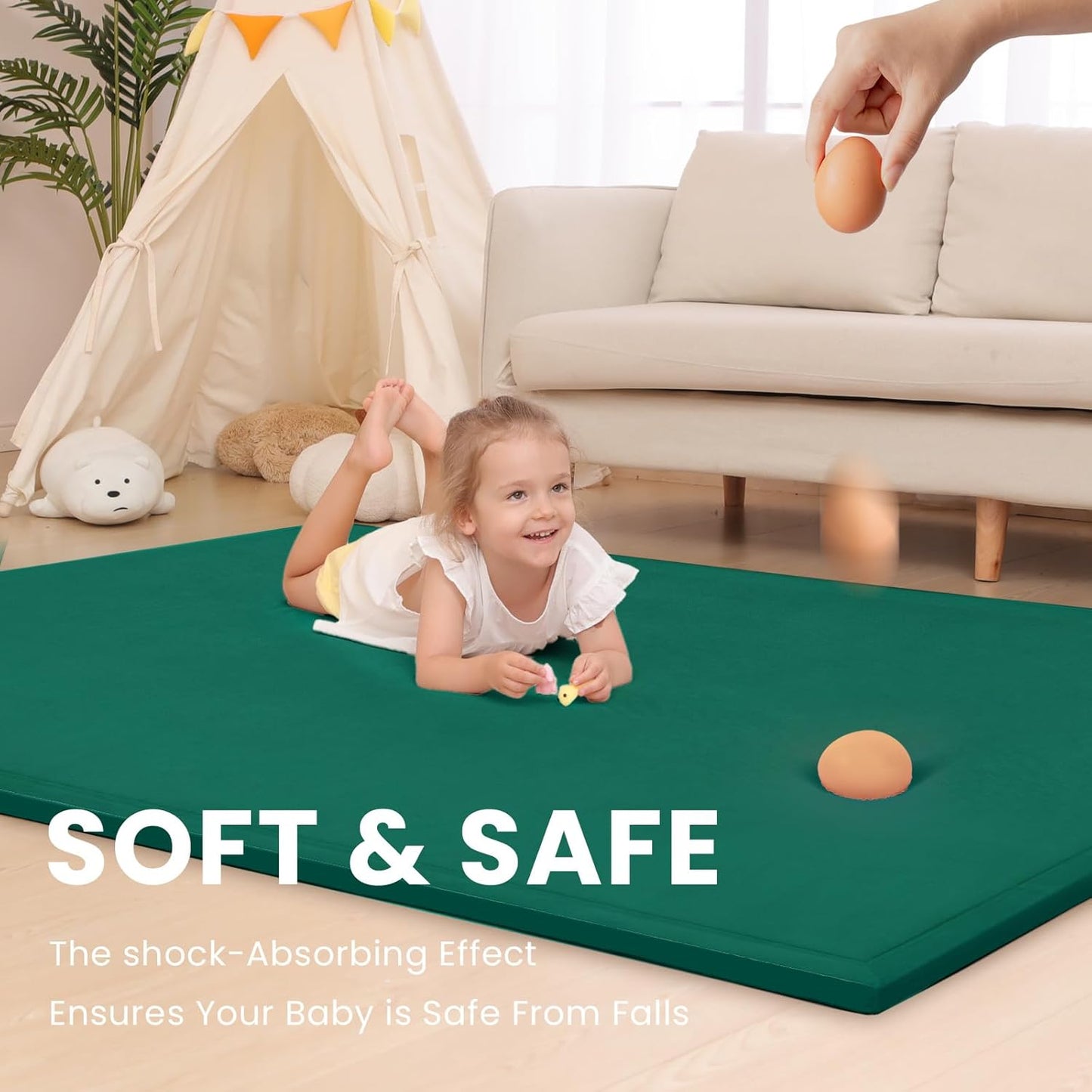 Baby Play Mat for Floor,1.3" Thick Memory Foam Tummy Time Mat,Soft Coral Velvet Nursery Rug,Large Non Slip for Crawling,Toddlers,Infants,Kids,Yoga & Tatami Style for Living Room(Dark Gray)