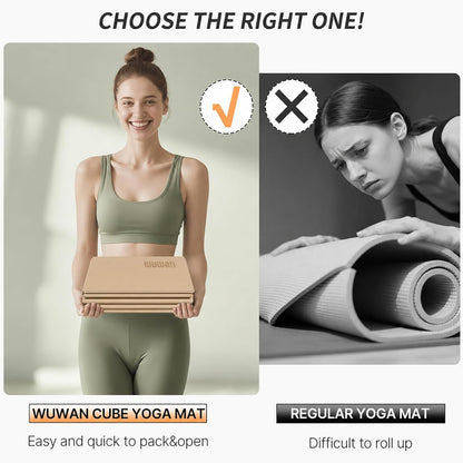Foldable Yoga Mat 75" x 31", 6mm Thick TPE Grip Exercise Mat for Home, Travel & Outdoor, Portable Folding Fitness Mat for Pilates, Stretching & Workout