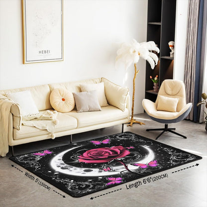 Feelyou Floral Rose Indoor Floor Mat Set,Romantic Blue Rose Rugs for Living Room Bedroom Area Rug 3x5,Boys Girls,Botanical Flower Rose Accent Rug Doormats Floor Mat for All Season
